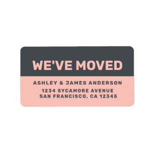 We've Moved Black Pastel Pink New Address Label