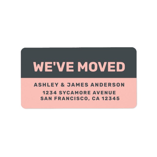We've Moved Black Pastel Pink New Address Label (Front)