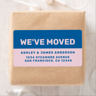 We've Moved Black Pink Blue New Address
