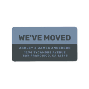 We've Moved Black Vintage Blue New Address Label