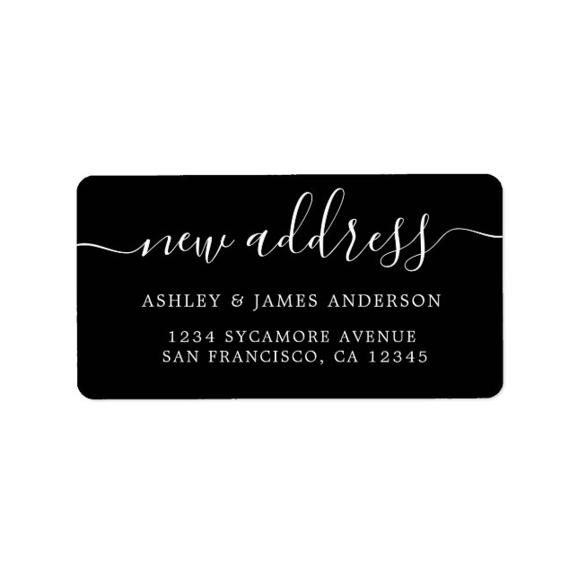 We've Moved Black White New Address label (Front)