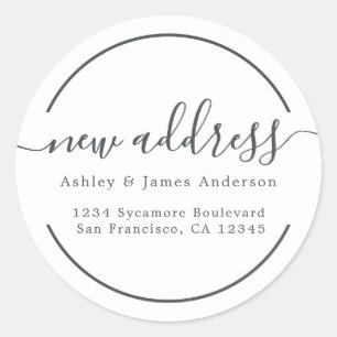We've Moved Black White New Address label