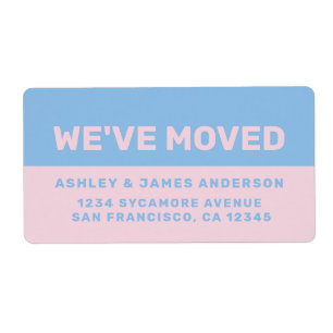 We've Moved Blue Pink New Address