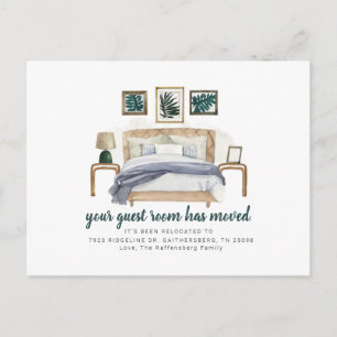 We've Moved Boho Chic Bedroom Moving Address Announcement Postcard