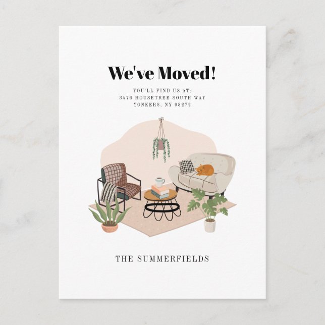 We've Moved Boho Chic Change of Address Moving Announcement Postcard (Front)