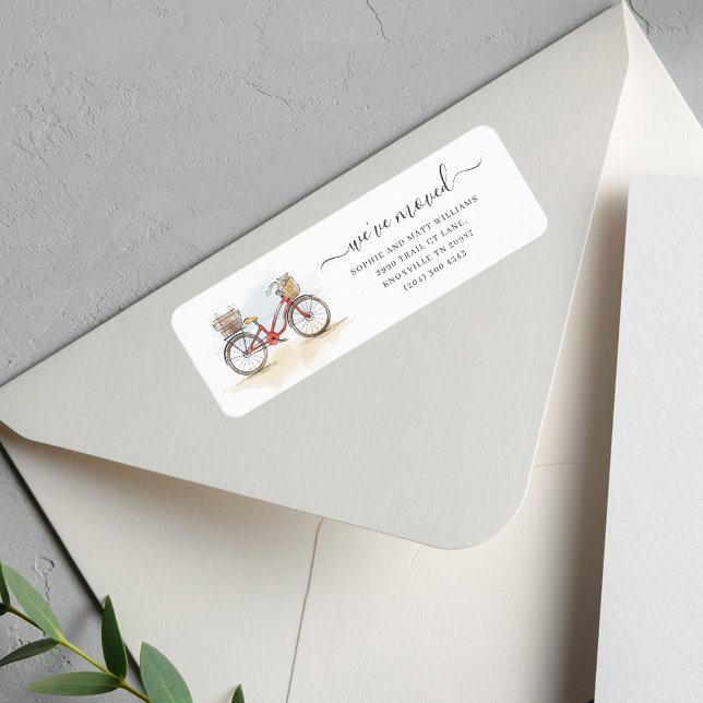 We've Moved Boho Chic Moving Return Address (We Have Moved Moving Announcement Bike Return Address Label)