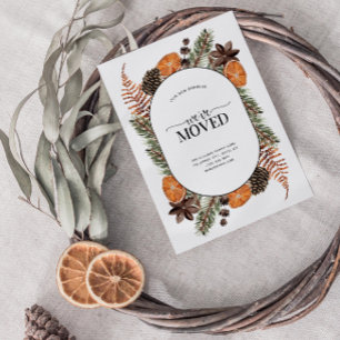 We've Moved Boho Winter Announcement Postcard