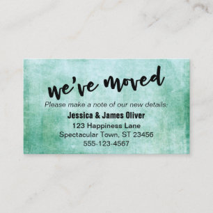 "We've Moved" Bold Typography, Green Grunge Card