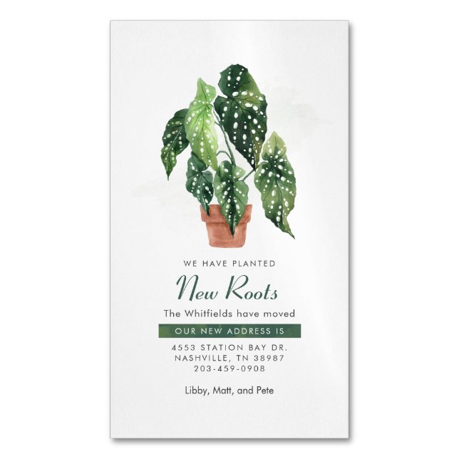 We've Moved Botanical Boho Moving Announcement Magnetic Business Card (Front Vertical)