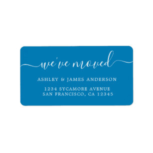 We've Moved Bright Blue New Address label