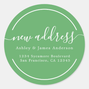 We've Moved Bright Green New Address Classic Round Sticker