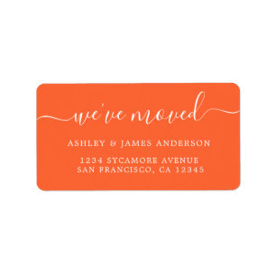We've Moved Bright Orange New Address Label
