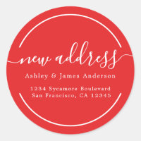 We've Moved Bright Red New Address label