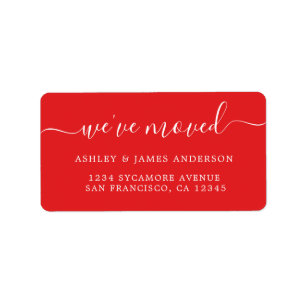 We've Moved Bright Red New Address label