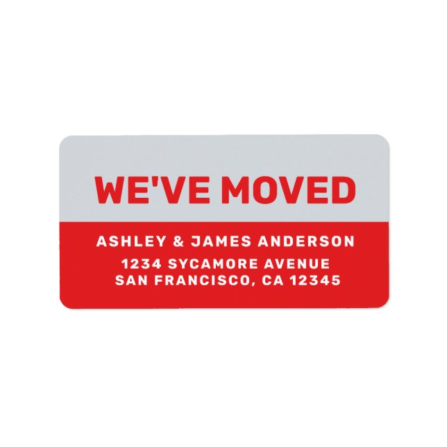 We've Moved Bright Red White New Address Label (Front)