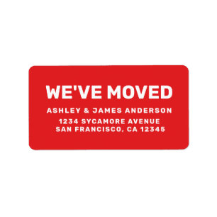 We've Moved Bright Red White New Address Label