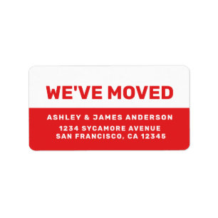We've Moved Bright Red White New Address Label