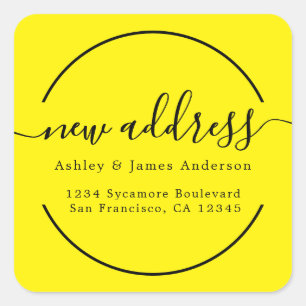 We've Moved Bright Yellow New Address label