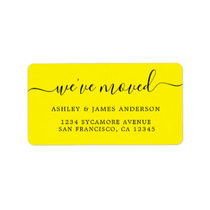 We've Moved Bright Yellow New Address label