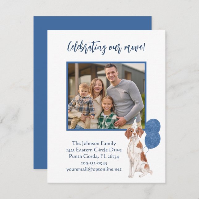 We've Moved Brittany Spaniel Family Photo Budget   Announcement (Front/Back)