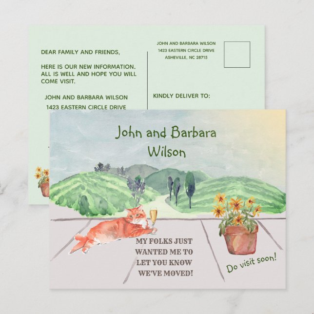 We've Moved Budget Countryside Family Cat Moving Announcement Postcard (Front/Back)