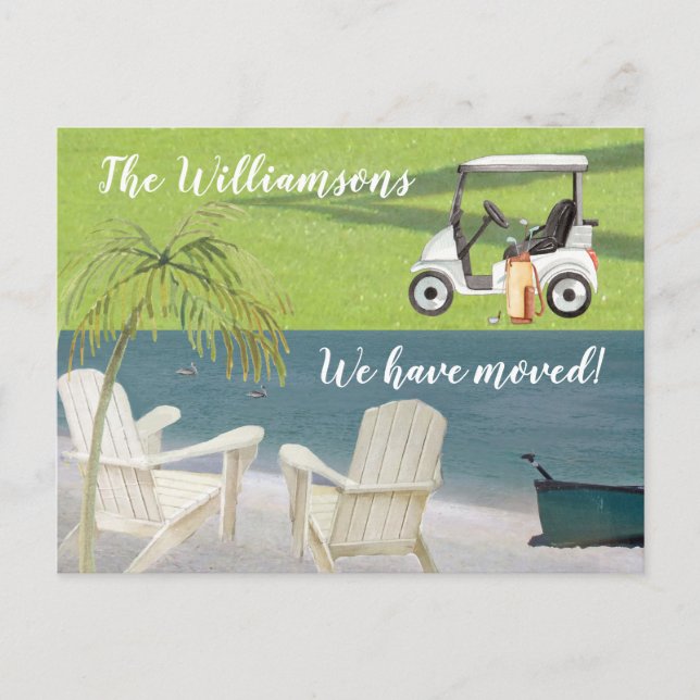 We've Moved Budget Ocean Beach Golf Move Announcement Postcard (Front)
