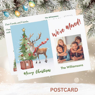 We've Moved Budget Photo Christmas Tree Announcement Postcard
