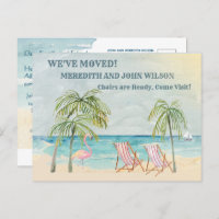 We've Moved Budget Watercolor Ocean Beach Move