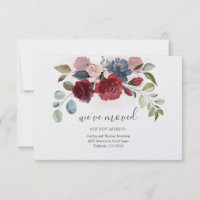 We've Moved Burgundy Floral Moving Announcement