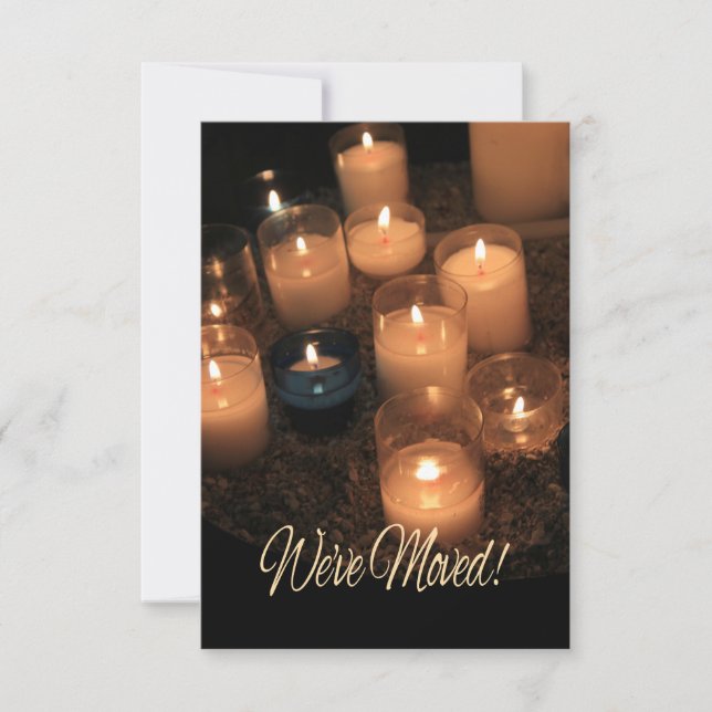 We've Moved!    Burning candles christmas Invitation (Front)