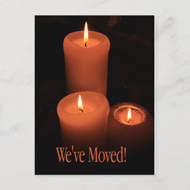 We've Moved!    Burning candles christmas Postcard (Front)