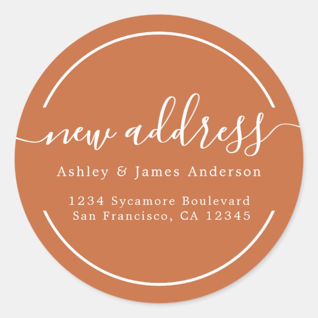 We've Moved Burnt Orange New Address Label (Front)