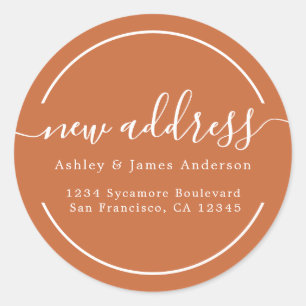 We've Moved Burnt Orange New Address Label