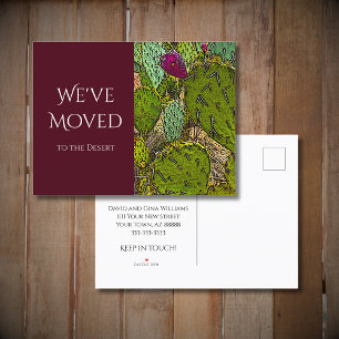 We've Moved Cactus New Home Moving Red Announcement Postcard