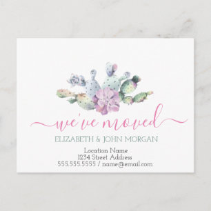We've moved,Cactus Succulent Announcement Postcard