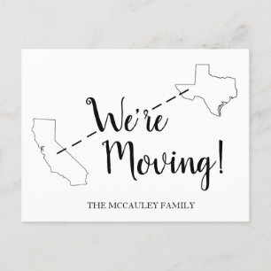 We've Moved California Texas Moving Announcement Postcard