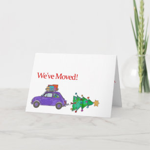 We've Moved Car and tree Christmas Card