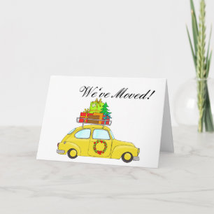 We've Moved Car and tree Christmas Card