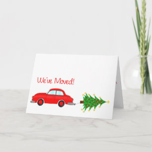 We've Moved Car and tree Christmas Card
