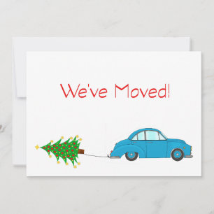 We've Moved Car and tree Christmas Card