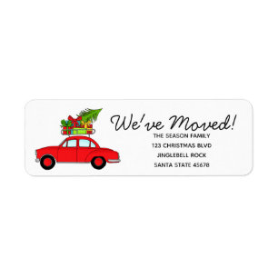 We've Moved Car  Christmas label