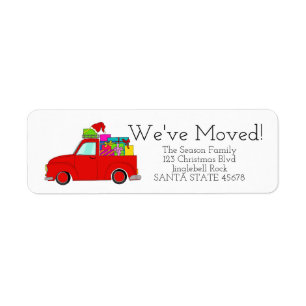 We've Moved Car Christmas label