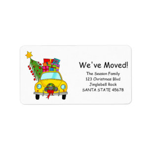 We've Moved Car Christmas label