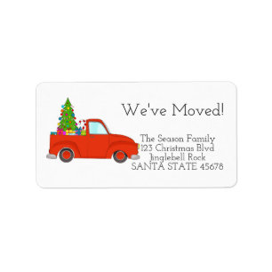 We've Moved Car Christmas label