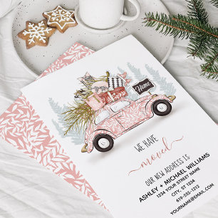 We've Moved Car Christmas Tree Watercolor Moving Holiday Card