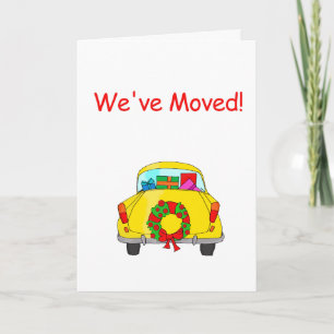 We've Moved Car with wreath Christmas Card