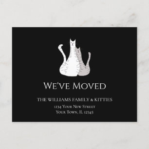 We've Moved Cats Black White Moving Announcement Postcard