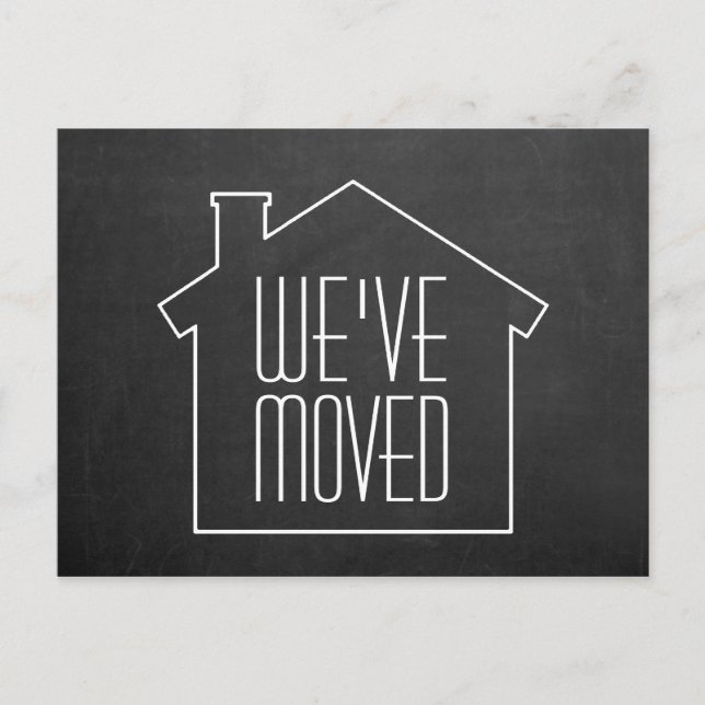 We've Moved Chalkboard Black and White New Address Announcement Postcard (Front)