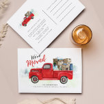 We've Moved Change of Address Moving Announcement Postcard<br><div class="desc">Share your excitement about your move with friends and family! This classic vintage red truck watercolor we've moved announcement card has both decorative script,  and modern fonts you can easily customise by clicking the "Personalise" button. 

Planning a housewarming party? Easily customise this postcard to share the good news</div>