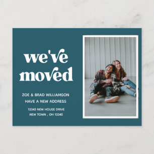 We've Moved Change of Address Photo Moving Blue Postcard